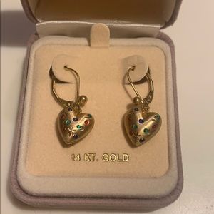 14 Karat Gold Earrings with colored enamel dots